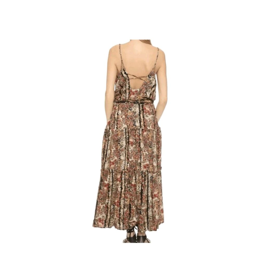 Free People Valerie Tiered Maxi Dress Medium Dark Floral Sleeveless Boho Fall - Picture 2 of 10